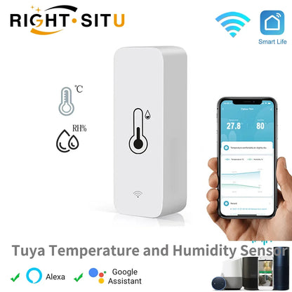 Tuya Wifi Smart Temperature and Humidity Sensor Battery Powered Smart Home Security Work with Alexa Google Home