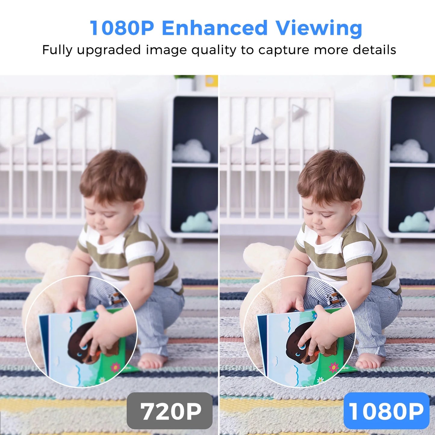 Wifi Indoor Security Cameras, 1080P Baby Monitor with Motion Detection for Home/Office/Baby,App Control