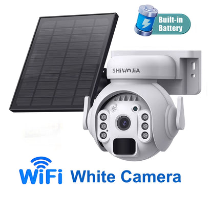 SHIWOJIA 3K 5MP 4G SIM Camera Solar Panel Security PTZ Camera Night Vision PIR Human Detection Surveillance Solar Battery Camera