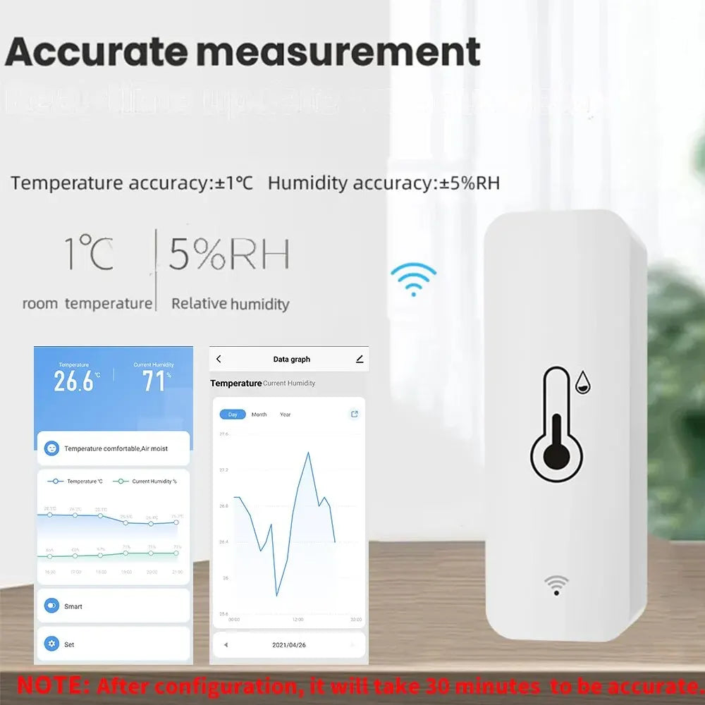 Tuya Wifi Smart Temperature and Humidity Sensor Battery Powered Smart Home Security Work with Alexa Google Home