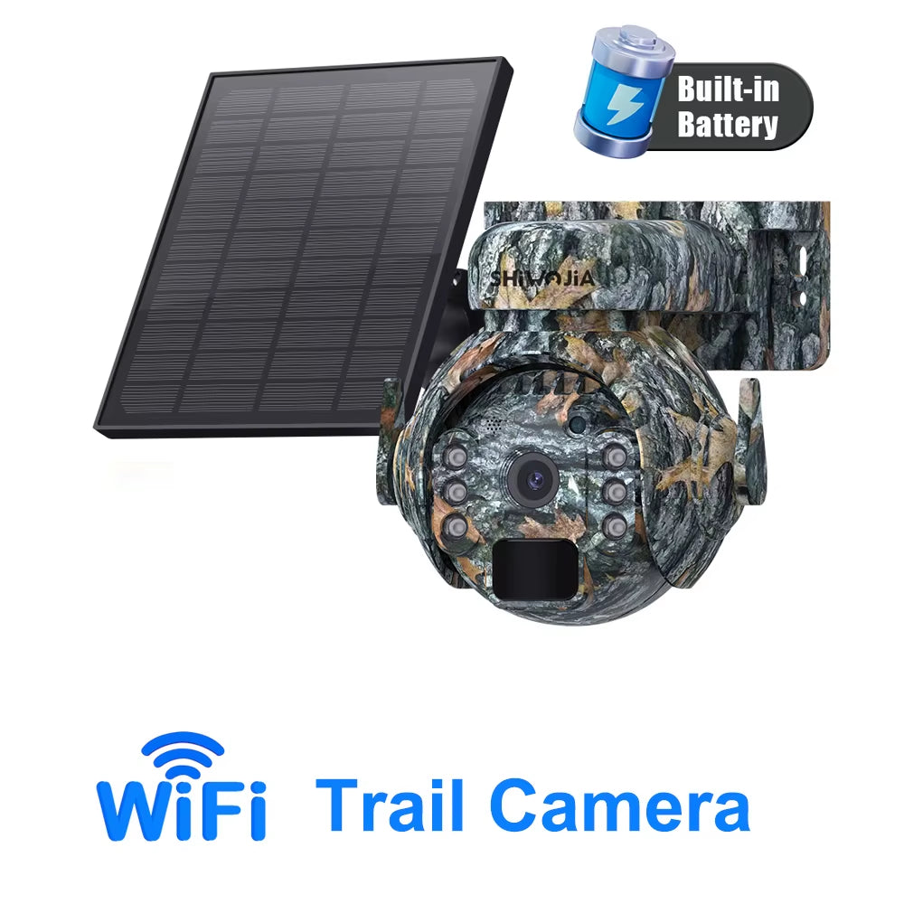 SHIWOJIA 3K 5MP 4G SIM Camera Solar Panel Security PTZ Camera Night Vision PIR Human Detection Surveillance Solar Battery Camera