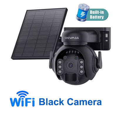 SHIWOJIA 3K 5MP 4G SIM Camera Solar Panel Security PTZ Camera Night Vision PIR Human Detection Surveillance Solar Battery Camera