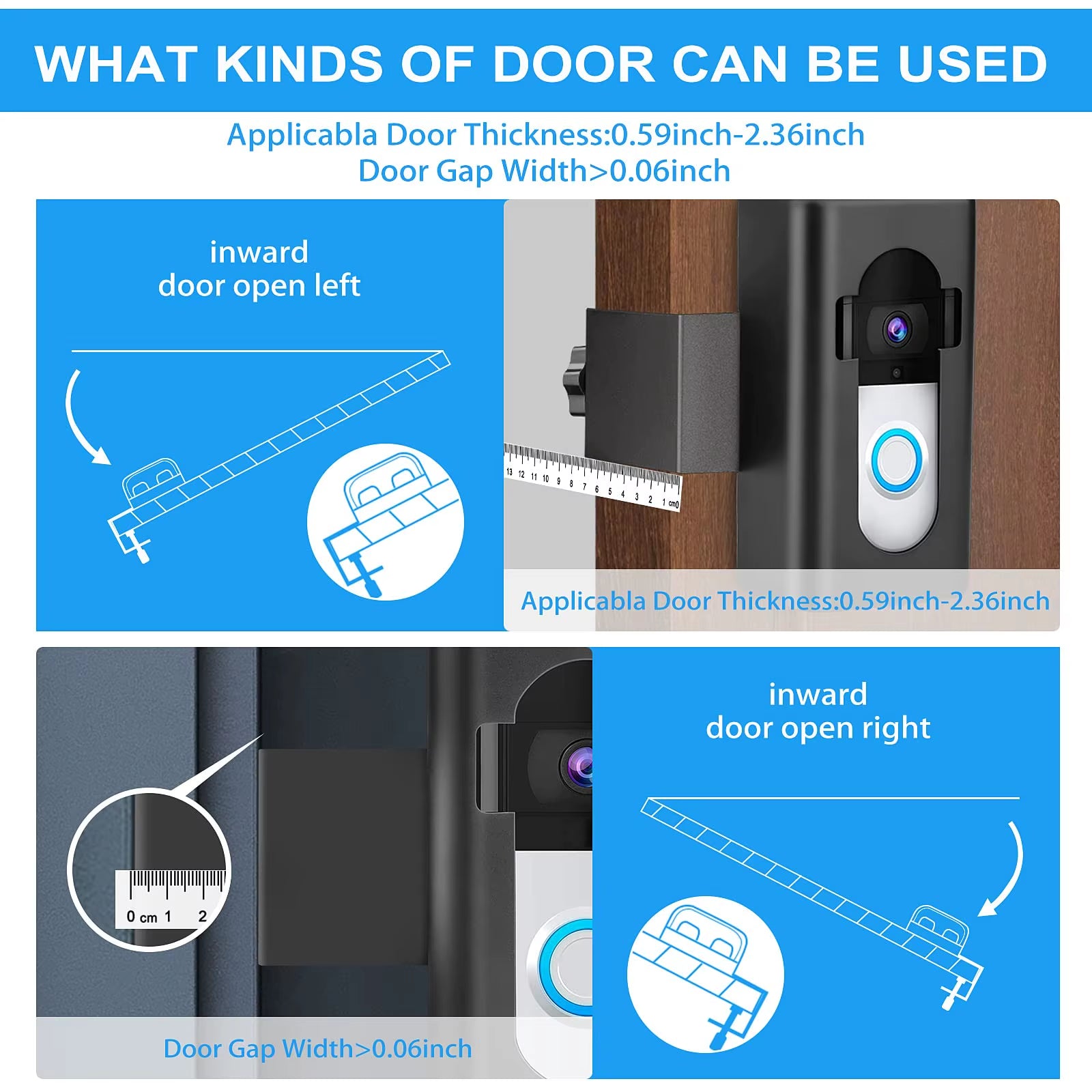 Anti-Theft Doorbell Mount Video Doorbell Door Mount for Compatible with Ring Video Doorbell 4/3/3 Plus/2/1/2020 2021 Pro Pro 2