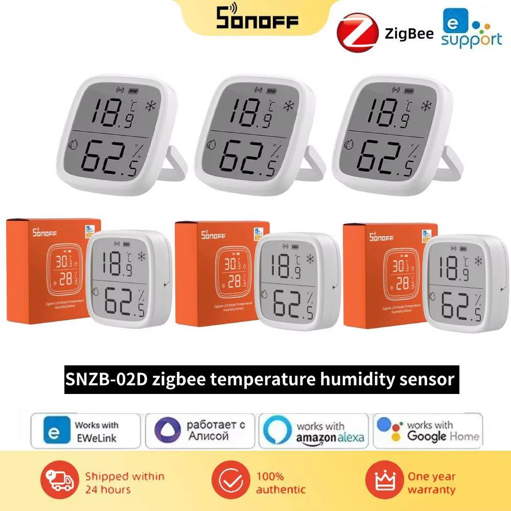 SNZB-02D Zigbee 3.0 Humidity Temperature Sensor LCD Screen Ewelink APP Real-Time Monitoring Work with Alexa Google Home