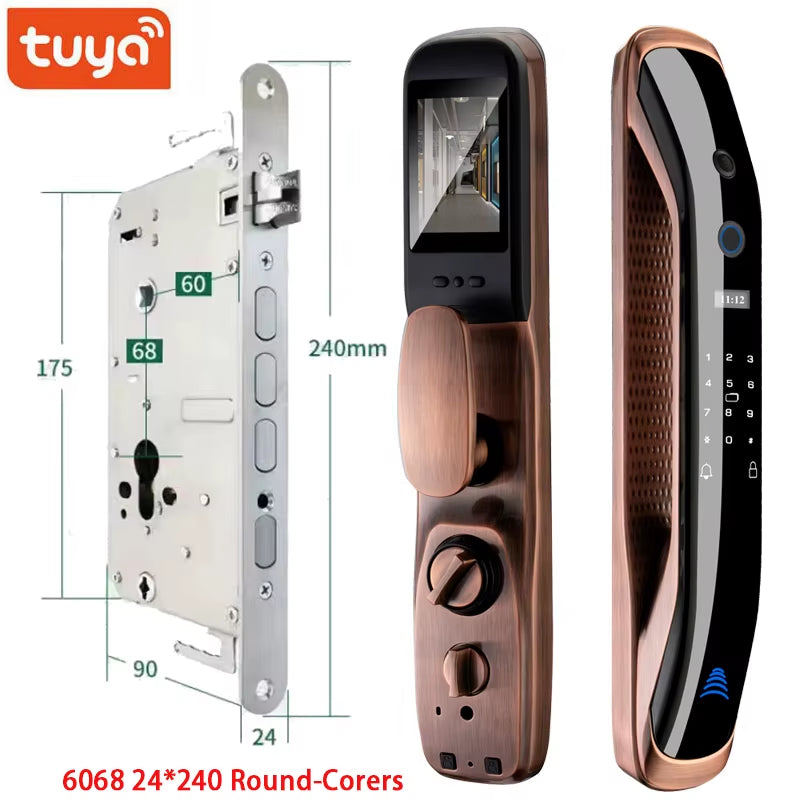 New Biometric Fingerprint Lock Security Smart Door Lock Password Electronic Locks Key IC Card Unlock APP Camera Electronic Lock