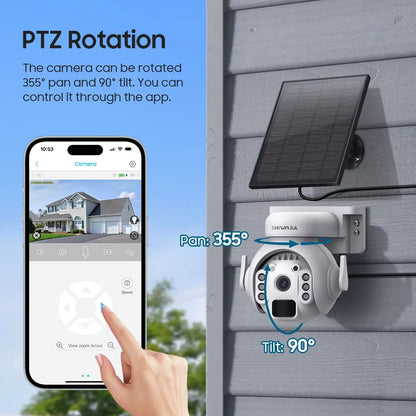 SHIWOJIA 3K 5MP 4G SIM Camera Solar Panel Security PTZ Camera Night Vision PIR Human Detection Surveillance Solar Battery Camera