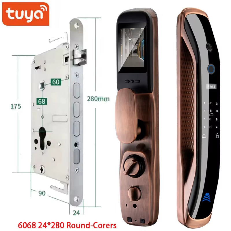 New Biometric Fingerprint Lock Security Smart Door Lock Password Electronic Locks Key IC Card Unlock APP Camera Electronic Lock