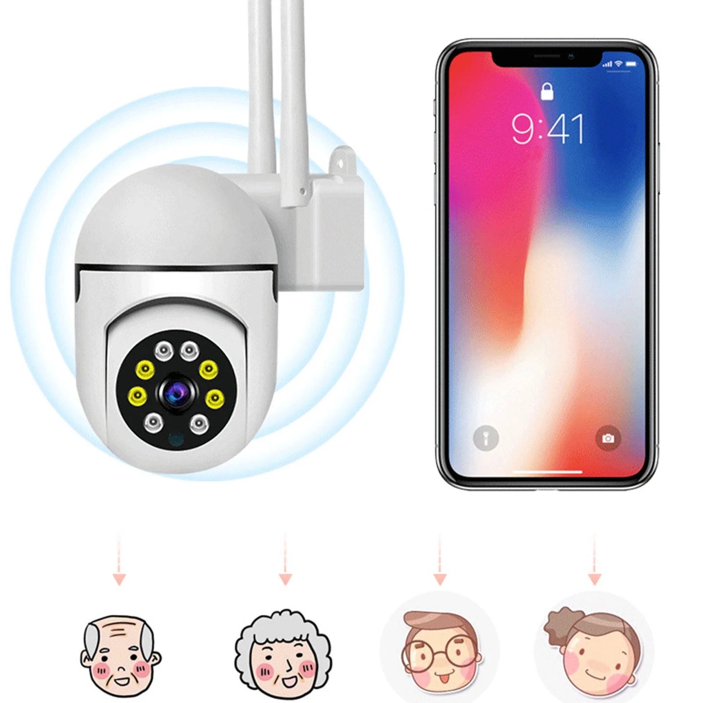 2.4Ghz & 5G Security Camera, 1080P Wireless Security Cameras Outdoor, 360 Degrees outside Surveillance Cameras for Home Security with Motion Detection, 2-Way Audio