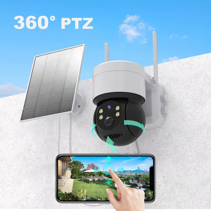 ICSEE Security Solar Camera Outdoor, Wifi Dome Camera with Solar Panel, Wireless IP CCTV, 7800Ma Rechargeable Battery