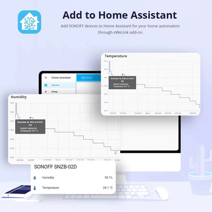 SNZB-02D Zigbee 3.0 Humidity Temperature Sensor LCD Screen Ewelink APP Real-Time Monitoring Work with Alexa Google Home